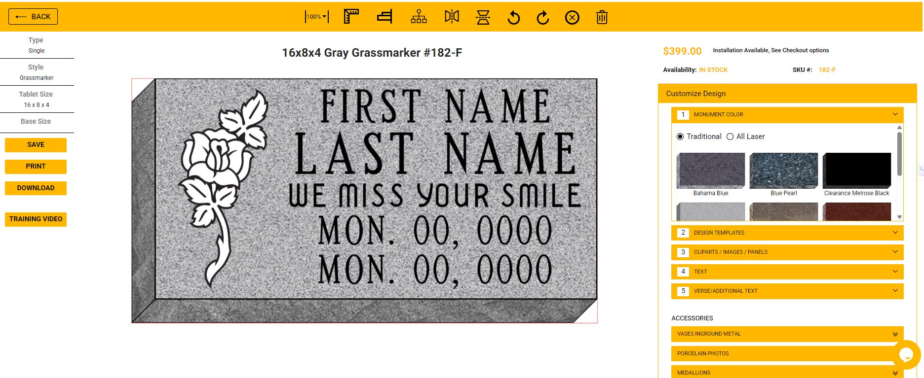 Frisbie Monument- Monument Production web2print Software